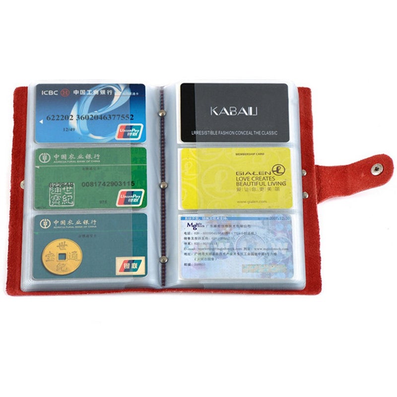 boshiho Leather Credit Card Holder Business Card Case Book Style 90 Count Name ID Card Holder Book (Hot Pink) - Image 4